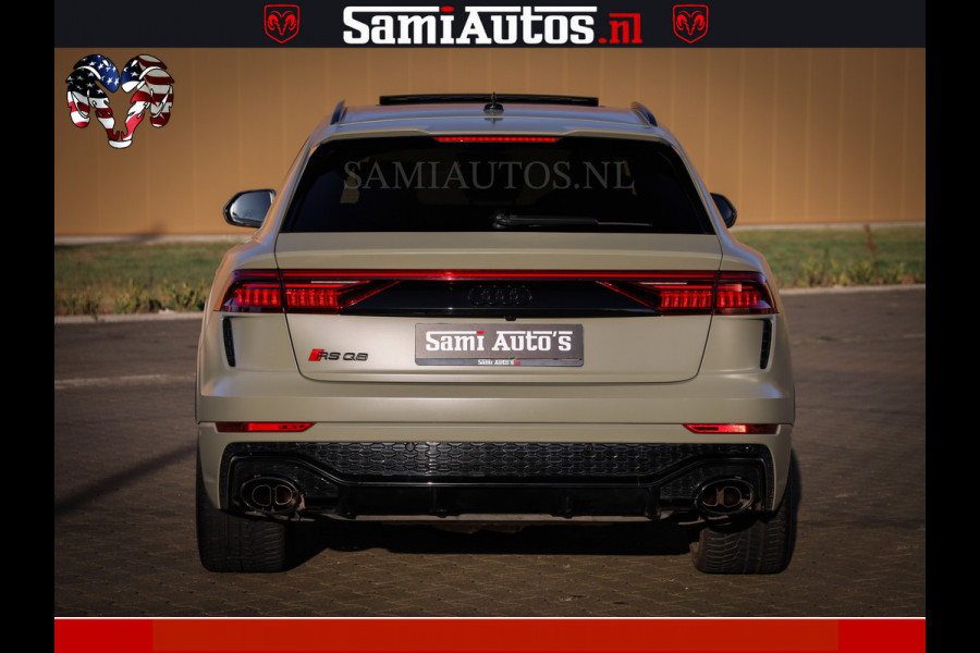 Audi RS Q8 RSQ8 600PK 4.0 TFSI | MATT OLIVE GREEN | QUATTRO | MEGA VOLLE RSQ8 | BANG & OLUFSEN | HUD | 4 WIELBESTURING | 23 INCH AUDI SPORT WHEELS | RS BEKLEDING ZWART | PANO | SOFTCLOSE | De Lamborghini Urus en Audi RS Q8 zijn beide supersnelle SUV's met dezelfde basis (4.0L V8 twin-turbo motor van de VW Group)