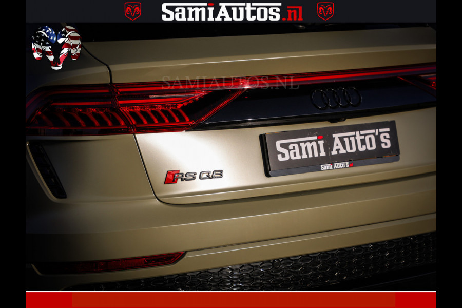 Audi RS Q8 RSQ8 600PK 4.0 TFSI | MATT OLIVE GREEN | QUATTRO | MEGA VOLLE RSQ8 | BANG & OLUFSEN | HUD | 4 WIELBESTURING | 23 INCH AUDI SPORT WHEELS | RS BEKLEDING ZWART | PANO | SOFTCLOSE | De Lamborghini Urus en Audi RS Q8 zijn beide supersnelle SUV's met dezelfde basis (4.0L V8 twin-turbo motor van de VW Group)