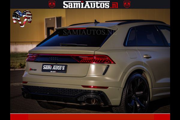 Audi RS Q8 RSQ8 600PK 4.0 TFSI | MATT OLIVE GREEN | QUATTRO | MEGA VOLLE RSQ8 | BANG & OLUFSEN | HUD | 4 WIELBESTURING | 23 INCH AUDI SPORT WHEELS | RS BEKLEDING ZWART | PANO | SOFTCLOSE | De Lamborghini Urus en Audi RS Q8 zijn beide supersnelle SUV's met dezelfde basis (4.0L V8 twin-turbo motor van de VW Group)