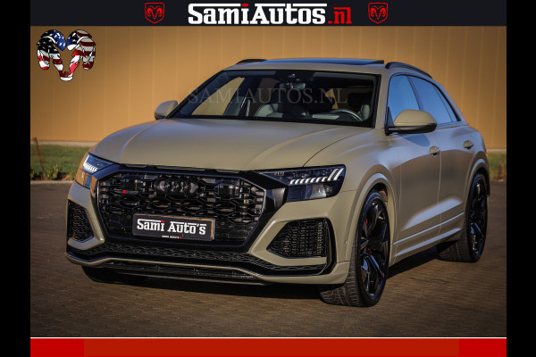 Audi RS Q8 RSQ8 600PK 4.0 TFSI | MATT OLIVE GREEN | QUATTRO | MEGA VOLLE RSQ8 | BANG & OLUFSEN | HUD | 4 WIELBESTURING | 23 INCH AUDI SPORT WHEELS | RS BEKLEDING ZWART | PANO | SOFTCLOSE | De Lamborghini Urus en Audi RS Q8 zijn beide supersnelle SUV's met dezelfde basis (4.0L V8 twin-turbo motor van de VW Group)