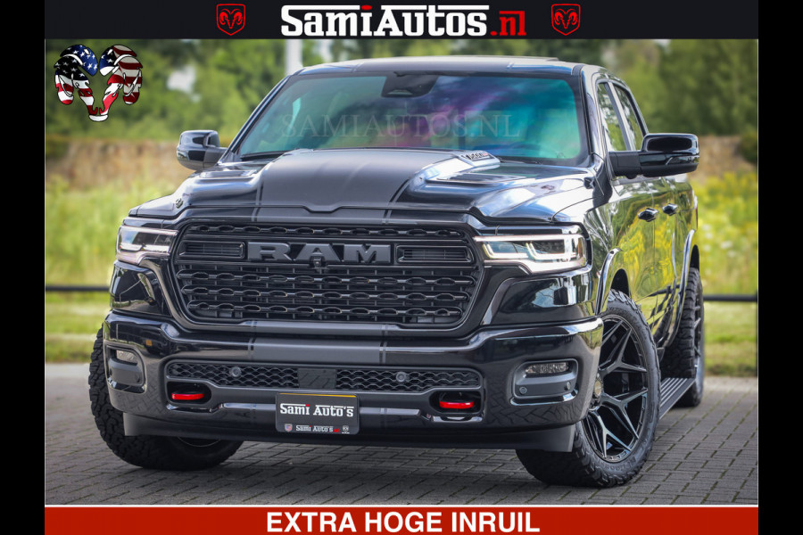 Dodge Ram 1500 Limited Night H.O 540HP 706Nm | Massage + Full Option | De Meest Luxe en Volle Pick-Up in zijn Klasse | Comfortabele Dubbele Cabine met Royale 5 Zitplaatsen | BPM vrij | Nu Leverbaar uit Voorraad | Voorraad Nr 2348 - 5158