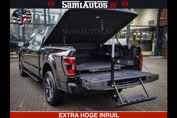 Dodge Ram FORD F150 BLACK OPS | 5.0 V8 406PK | 360 CAMERA | UITLAAT KLEP | BEDSLIDE | CREW CAB | LEDER | CREW CAB | DUBBELE CABINE | 5 PERSOONS | DC | GRIJSKENTEKEN |