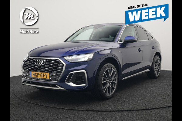 Audi Q5 Sportback 55 TFSI e Quattro S Line Plug in Hybrid 367pk PHEV | Trekhaak af Fabriek | Alcantara Sportstoelen Verwarmd | Adaptive Cruise | Apple Carplay | Virtual | Navigatie | Camera | DAB |