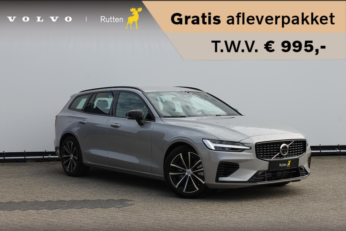 Volvo V60 T6 350PK Autm. Plug-in hybrid AWD Plus Dark Long Range / Google infotainment / Semi elekrisch wegklapbare trekhaak / Verwarmbare voorruit / Elektrisch bedienbare voorstoelen met geheugen / Verwarmbare voorstoelen