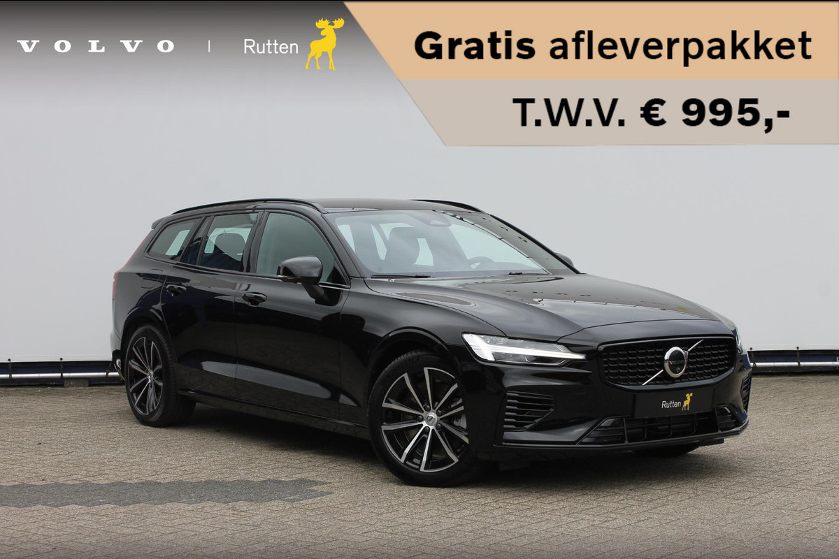 Volvo V60 T6 350PK Autm. Plug-in hybrid AWD Plus Dark Long Range / Google infotainment / Semi elekrisch wegklapbare trekhaak / Verwarmbare voorruit / Elektrisch bedienbare voorstoelen met geheugen / Verwarmbare voorstoelen