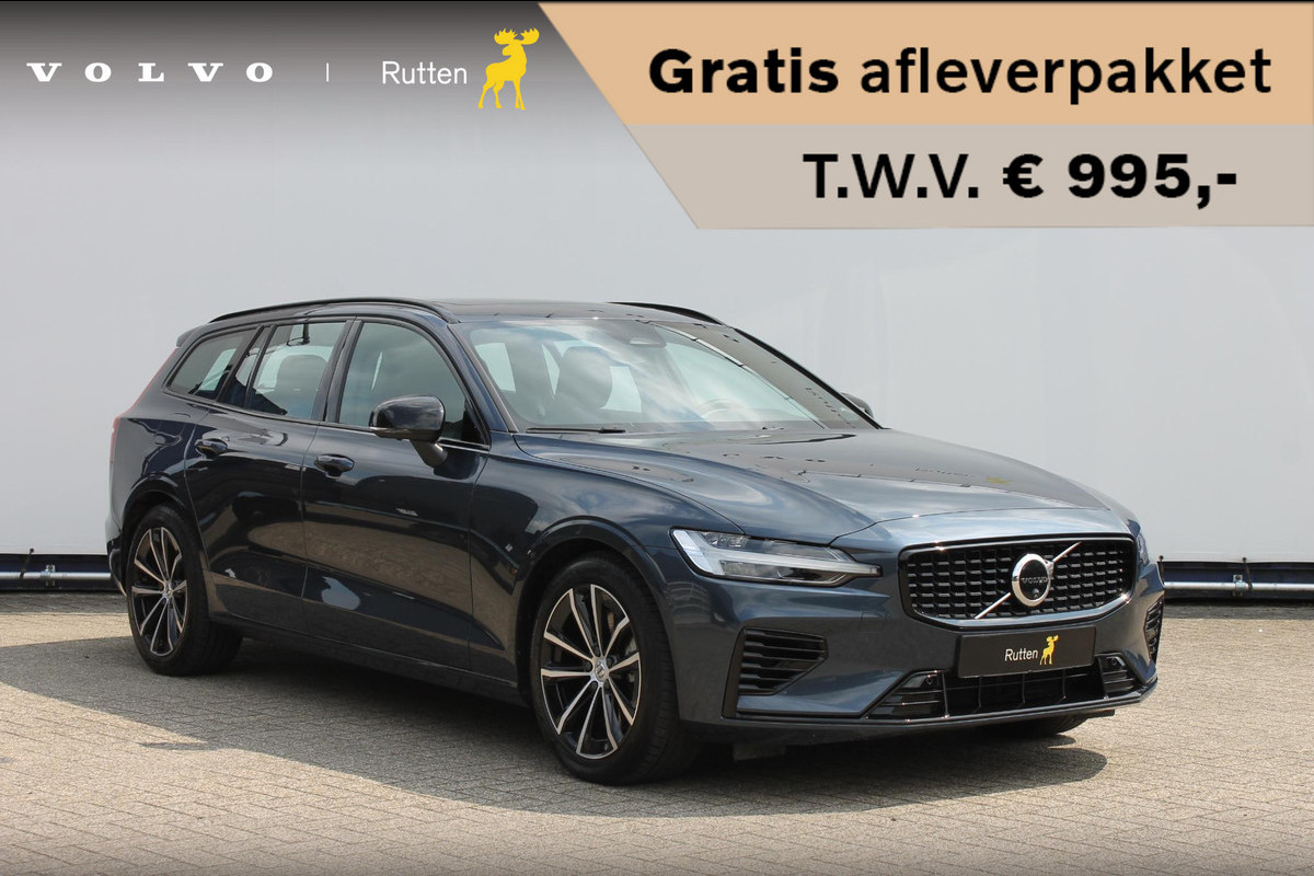 Volvo V60 T6 350PK Automaat Plug-in hybrid AWD Plus Dark Panoramisch schuif-kanteldak / Semi elektrisch wegklapbare trekhaak / Google infotainment / Verwarmbare voorstoelen en stuurwiel / Adaptieve cruise control