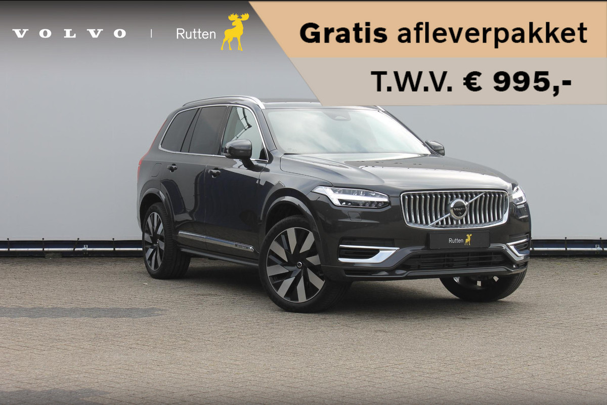 Volvo XC90 T8 455PK Automaat Recharge AWD Ultimate Bright Long Range / Panoramisch schuif-kanteldak / Luchtvering / Semi elektrisch wegklapbare trekhaak / 21" lichtmetalen velgen