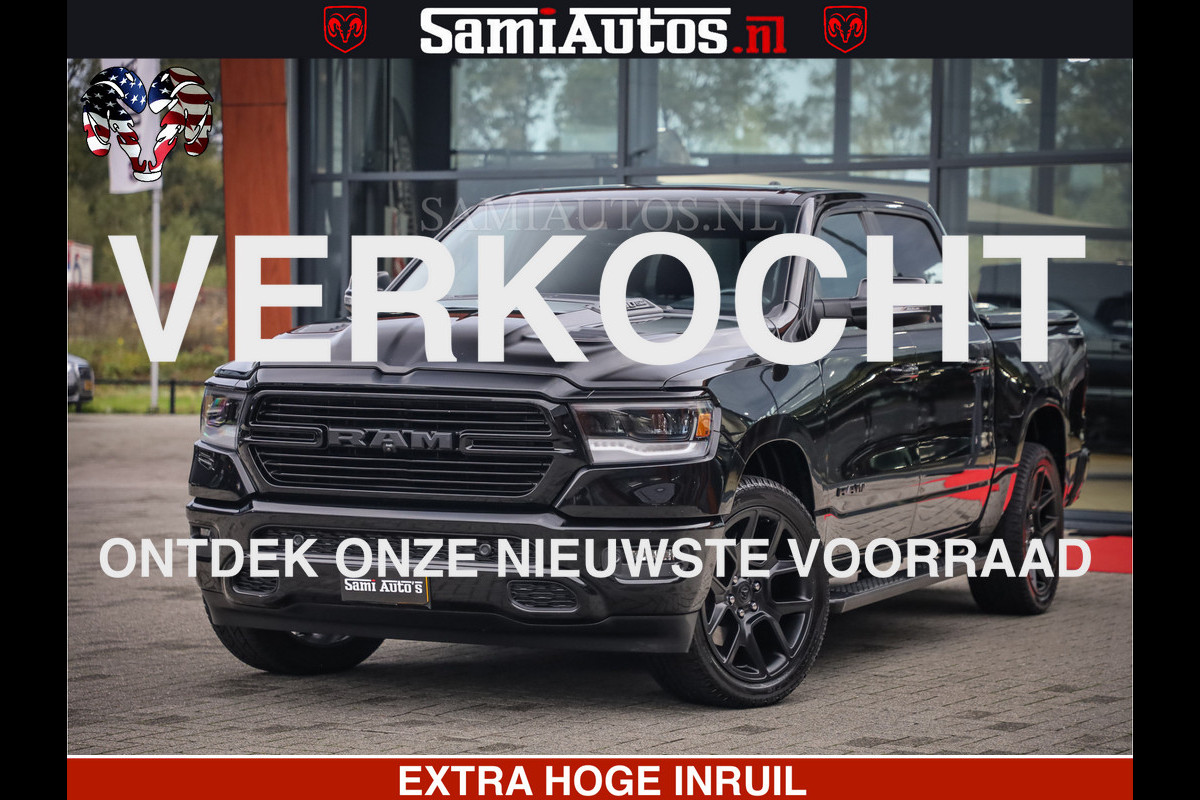 Dodge Ram 1500 SPORT BLACK EDITION | 4X4 5.7 V8 | VOL OPTIES | 360 CAMERA | APPLE CARPLAY | 3500KG | 22INCH NIGHT | FULL LED | ADAPTIVE CRUISE | MEMORY SEATS | LEDER | DUBBELE CABINE | CREWCAB