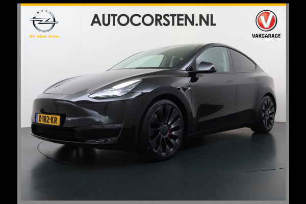 Tesla Model Y Performance AWD 75kWh SOH 95% Warmtepomp Panoramadak Navi Ecc Leder Lmv 21" Keyless Led Elek.Achterklep Memory Stoel+Stuurverwarming AMD-Ryzen­™-Processor 1e Eigenaar Origineel Nederlandse Auto fabrieksgarantie tot 14-12-2027 Batterij en Motorgarantie tot 14-12-2031/192.000km