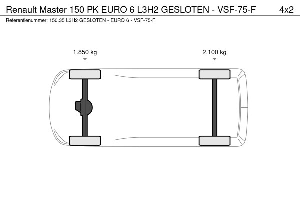 Renault Master 150 PK EURO 6 L3H2 GESLOTEN - VSF-75-F