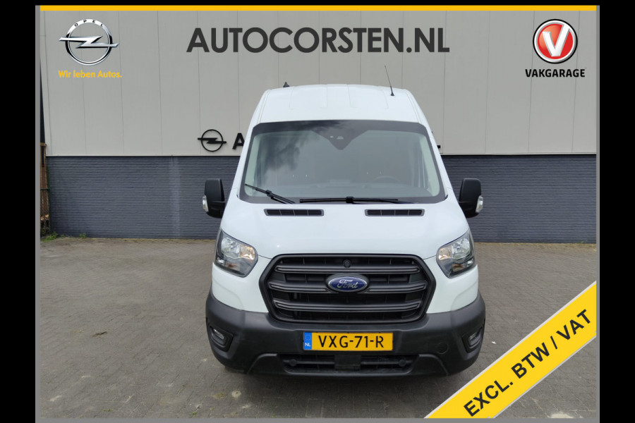 Ford Transit 2.0TDCI 130pk 350 L4H3 Navi Camera Pdc Apple Carplay Android WiFi Airco Cruise Control Voorruit-Verwarmd Regensensor DAB Schuifdeur Betonplex Vloer Wandbetimmering Roll Stability Control Led Spoorwisselassist Euro 6 Zeer Compleet!