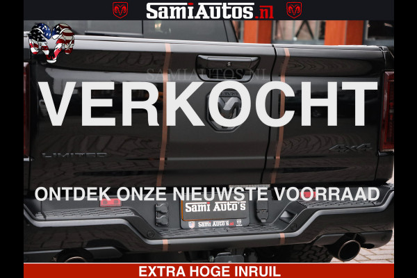 Dodge Ram 1500 Limited Night H.O 540HP 706Nm | Massage + Full Option | De Meest Luxe en Volle Pick-Up in zijn Klasse | Comfortabele Dubbele Cabine met Royale 5 Zitplaatsen | BPM vrij | Nu Leverbaar uit Voorraad | Voorraad Nr 2323 - 5168