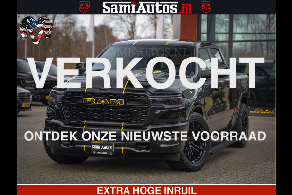 Dodge Ram 1500 Limited Night H.O 540HP 706Nm | Massage + Full Option | De Meest Luxe en Volle Pick-Up in zijn Klasse | Comfortabele Dubbele Cabine met Royale 5 Zitplaatsen | BPM vrij | Nu Leverbaar uit Voorraad | Voorraad Nr 2329 - 5135