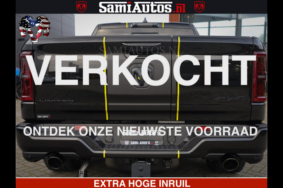 Dodge Ram 1500 Limited Night H.O 540HP 706Nm | Massage + Full Option | De Meest Luxe en Volle Pick-Up in zijn Klasse | Comfortabele Dubbele Cabine met Royale 5 Zitplaatsen | BPM vrij | Nu Leverbaar uit Voorraad | Voorraad Nr 2329 - 5135