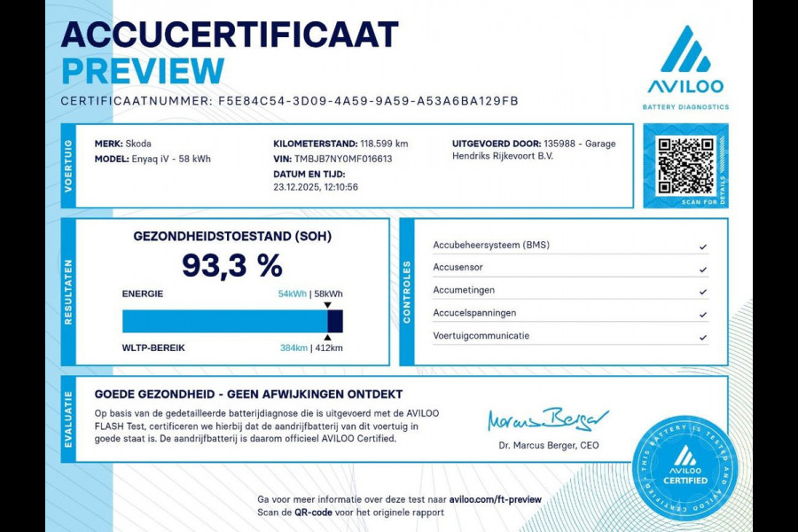 Škoda ENYAQ iV 60 | SOH: 93,3% | Leder | 180 PK | Carplay, Android Auto 60 occasion