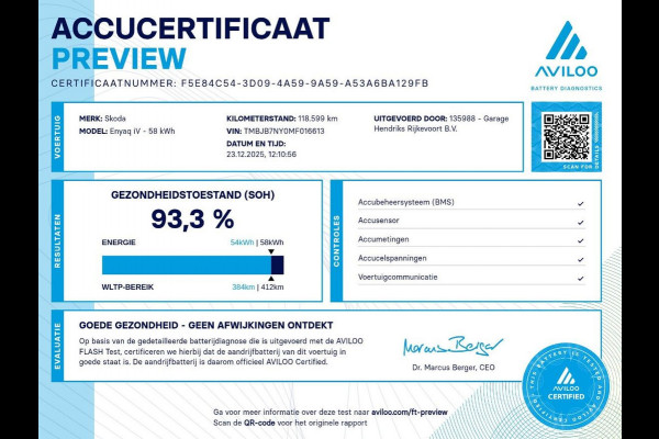 Škoda ENYAQ iV 60 | SOH: 93,3% | Leder | 180 PK | Carplay, Android Auto 60 occasion