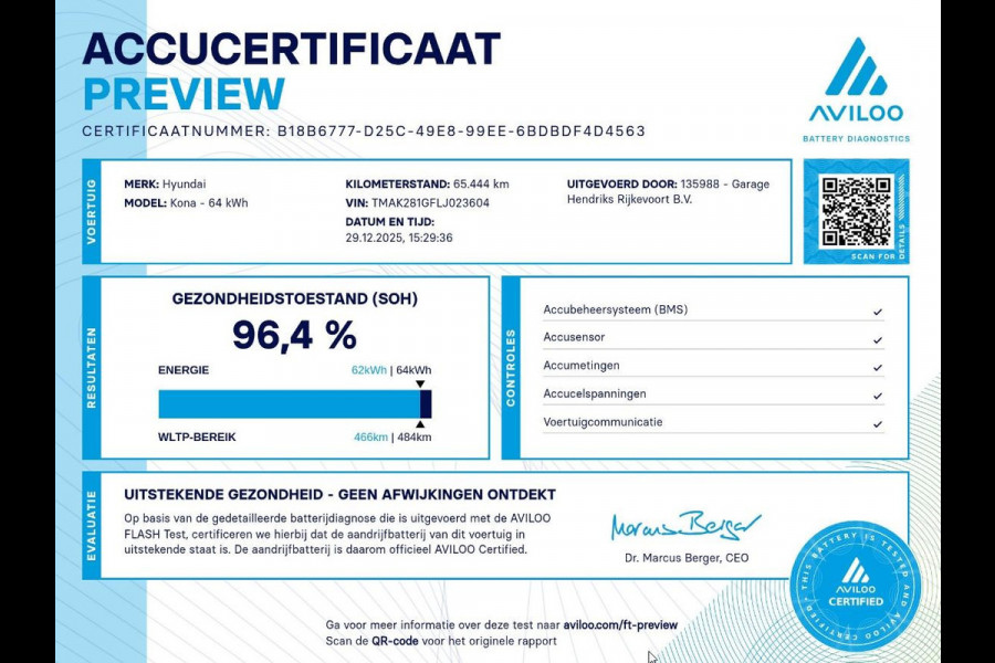 Hyundai Kona EV Comfort 64 kWh | SOH: 96,4% | 3-Fase | Lage kmstand | Warmtepomp | occasion