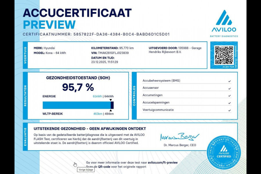 Hyundai Kona EV Comfort 64 kWh | SOH: 95,7% | 3 Fase | Warmtepomp | occasion