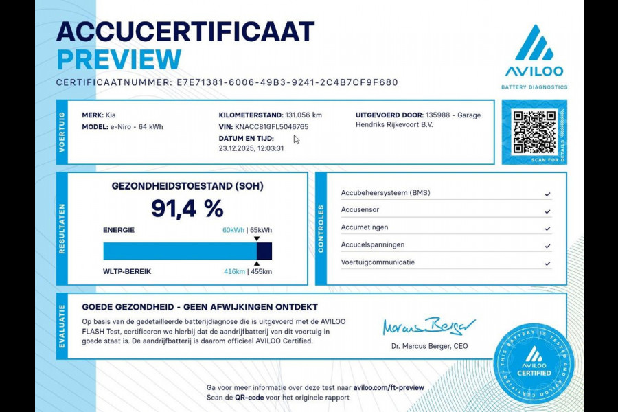 Kia e-Niro ExecutiveLine 64 kWh | SOH: 91,4% | 3 Fase | Trekhaak | Leder | occasion