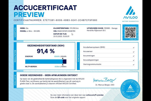 Kia e-Niro ExecutiveLine 64 kWh | SOH: 91,4% | 3 Fase | Trekhaak | Leder | occasion