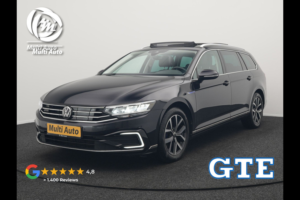 Volkswagen Passat Variant 1.4 TSI GTE Highline Plug In Hybrid 218pk Dealer O.H PHEV | Trekhaak Af Fabriek | Panodak | Adaptive Cruise | Camera | Alcantara Sportstoelen Massage & Verwarmd | Apple Carplay | Navigatie | Keyless | Virtual | DAB |