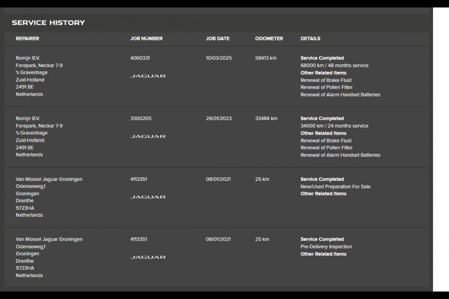 Jaguar I-PACE EV320PK 90kWh Leer Pano-Dak 360°Camera 20"LM Meridian™-Sound Apple Carplay Android Navi Ecc Pdc S Business Pack Keyless Stoelverwarming Rode-Remklauwen Elek.Achterklep Led Privacy Glas Cruise Control Rijstrooksensor Origineel Nederlandse Auto Dealeronderhouden 3 FASE LADEN 320pk 500Nm