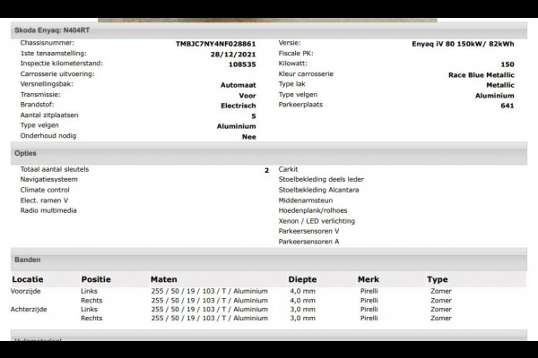 Škoda ENYAQ iV 80 150KW / 82KWh Lounge / Navigatie /  Pdc+Camera / 1/2 Leder / Carlpay-Android / Airco-ecc./ Xenon / Apk Nieuw