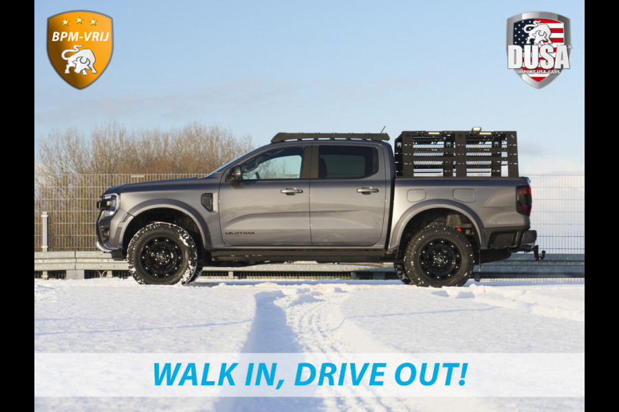 Ford Ranger 2.3 Double Cab Wildtrak PHEV | Plug-in Hybrid | High Peaks | Unieke uitvoering! | Lift kit | Bed Rack incl LED | Roof Rack incl Led | Fender Flares | Black Rhino Wheels | Ford Custom Grille