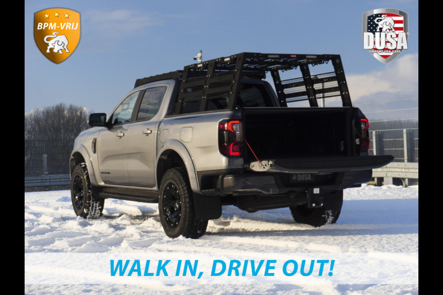 Ford Ranger 2.3 Double Cab Wildtrak PHEV | Plug-in Hybrid | High Peaks | Unieke uitvoering! | Lift kit | Bed Rack incl LED | Roof Rack incl Led | Fender Flares | Black Rhino Wheels | Ford Custom Grille