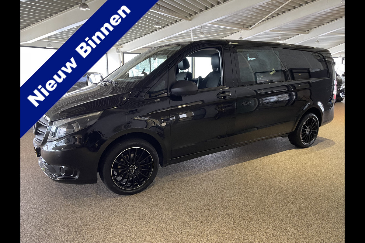Mercedes-Benz Vito 114 CDI Extra Lang L3H1 DC Comfort 5 persoons / automaat / leer / navi / airco / cruise / vaste prijs rijklaar € 32.950 ex btw / lease vanaf € 538 / trekhaak / zwart metallic