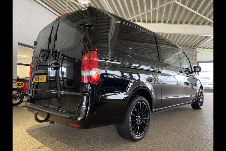 Mercedes-Benz Vito 114 CDI Extra Lang L3H1 DC Comfort 5 persoons / automaat / leer / navi / airco / cruise / vaste prijs rijklaar € 32.950 ex btw / lease vanaf € 538 / trekhaak / zwart metallic