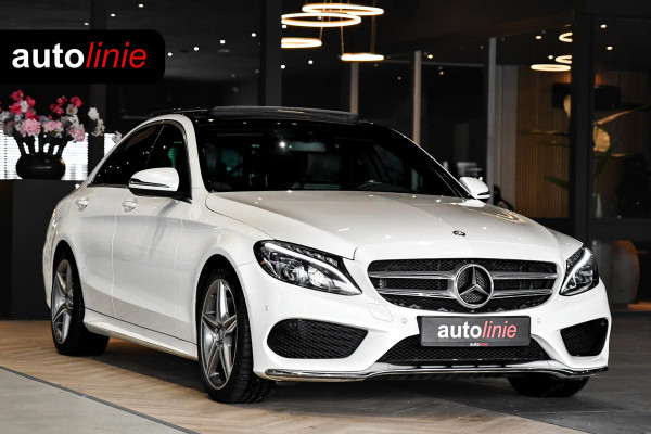 Mercedes-Benz C-Klasse 180 AMG-Line. Pano, Burmester, Camera, Sfeer, 9-Traps, Diamond White Pearl!