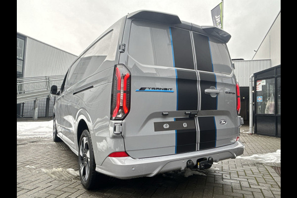 Ford E-Transit Custom 340 L2H1 Sport 71 kWh 2x schuifdeur, LMV 19'', navigatie, laadvloer, trekhaak, camera Snel leverbaar