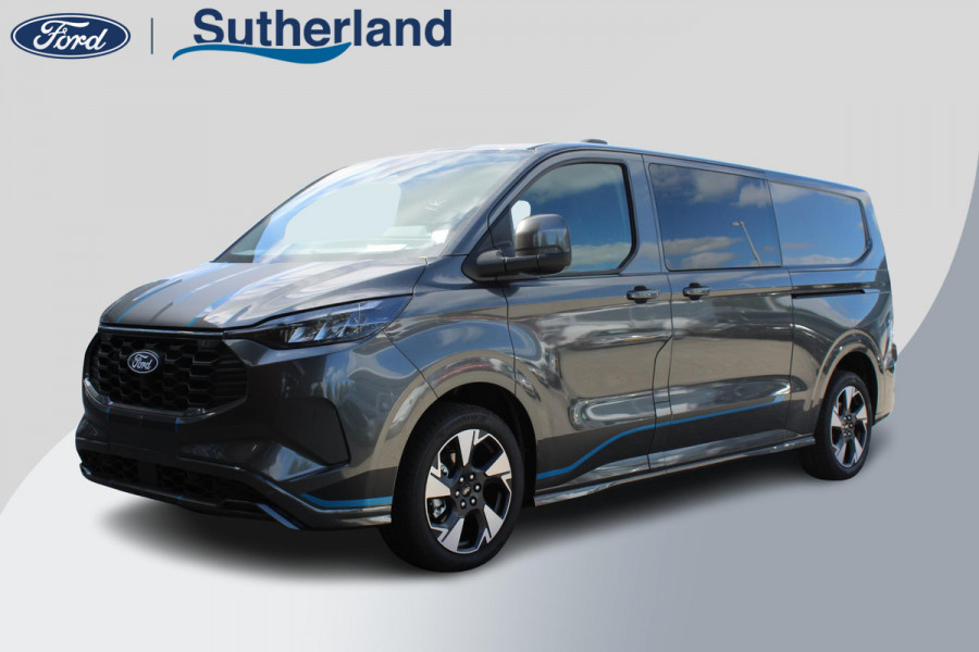 Ford Transit Custom 320 2.5 PHEV L2H1 Sport DC | 233pk |  Dubbele Cabine | Dubbele zijschuifdeur | Inklapbare trekhaak | 19 inch lichtmetalen Sport velgen (mat zwart) | Verwarmbaar stuurwiel | Navigatie systeem