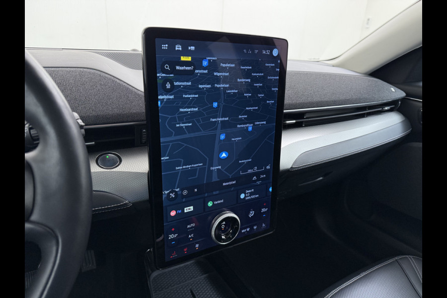 Ford Mustang Mach-E RWD 75kWh Leer (semi-)Autopilot PanoDak Trekhaak 360°Topview-Camera Adaptive-Cruise-Control Apple Carplay B&O®-Hifi 18" E DAB Lane-Assist Keyless-go Autonomous Emergency Braking ESP ASR Verkeersbordherkenning Vermoeidheidsherkenning Dodehoek-Detector 1e Eigenaar Origineel Nederlandse Auto Nieuwprijs €50.424