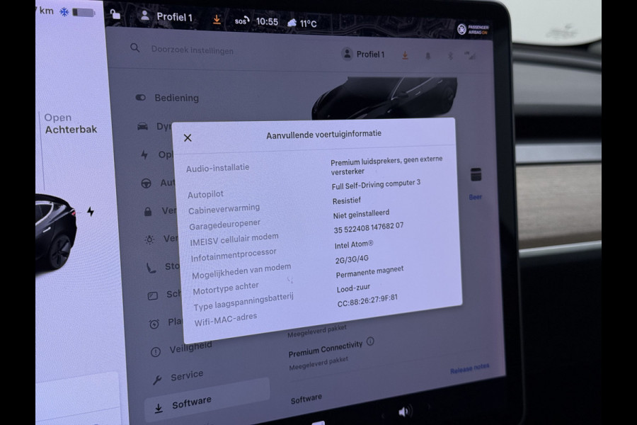 Tesla Model 3 RWD Plus 325PK Lmv 18" AutoPilot Leder Panoramadak Adaptive-Cruise Camera's Elektr.-Stuur+Stoelen+Spiegels+Geheugen+Easy-Entry+V Navi LED ACC DAB Voorverwarmen interieur via App Keyless One-Pedal-Drive Origineel Nederlandse Auto