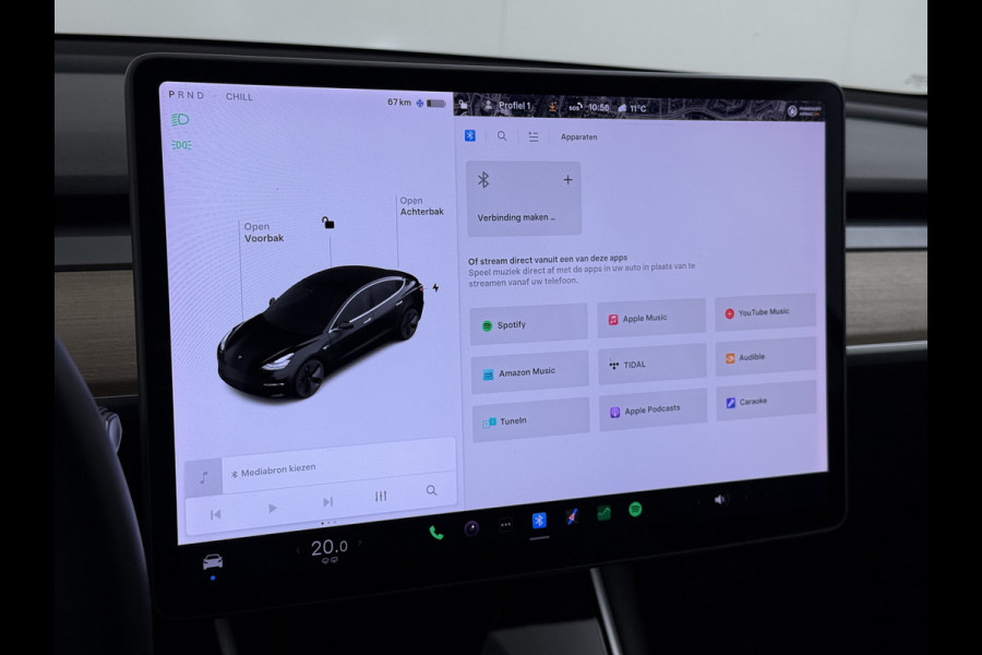 Tesla Model 3 RWD Plus 325PK Lmv 18" AutoPilot Leder Panoramadak Adaptive-Cruise Camera's Elektr.-Stuur+Stoelen+Spiegels+Geheugen+Easy-Entry+V Navi LED ACC DAB Voorverwarmen interieur via App Keyless One-Pedal-Drive Origineel Nederlandse Auto