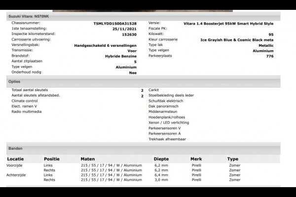 Suzuki Vitara 1.4 130PK Smart Hybrid / Panoramadak / Trekhaak / 1/2 Leder / Airco-ecc. / Pdc.V+A / Radio multimedia /
