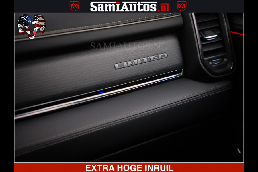 Dodge Ram HULK PACK | LIMITED SPORT | 5.7 V8 HEMI | FEUL WHEELS MAT BLACK | BOM VOL | CREW CAB 5 PERSOONS | DUBBELE CABINE DC | GRIJS KENTEKEN | SFEERVERLICHTING | HUD | LICHTVERING | PANODAK | FULL LED |