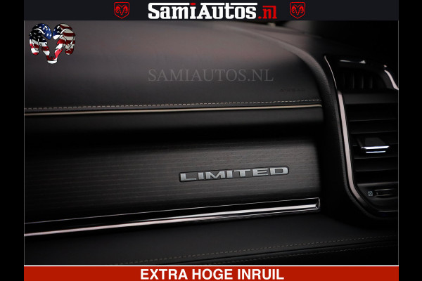 Dodge Ram HULK PACK | LIMITED SPORT | 5.7 V8 HEMI | FEUL WHEELS MAT BLACK | BOM VOL | CREW CAB 5 PERSOONS | DUBBELE CABINE DC | GRIJS KENTEKEN | SFEERVERLICHTING | HUD | LICHTVERING | PANODAK | FULL LED |