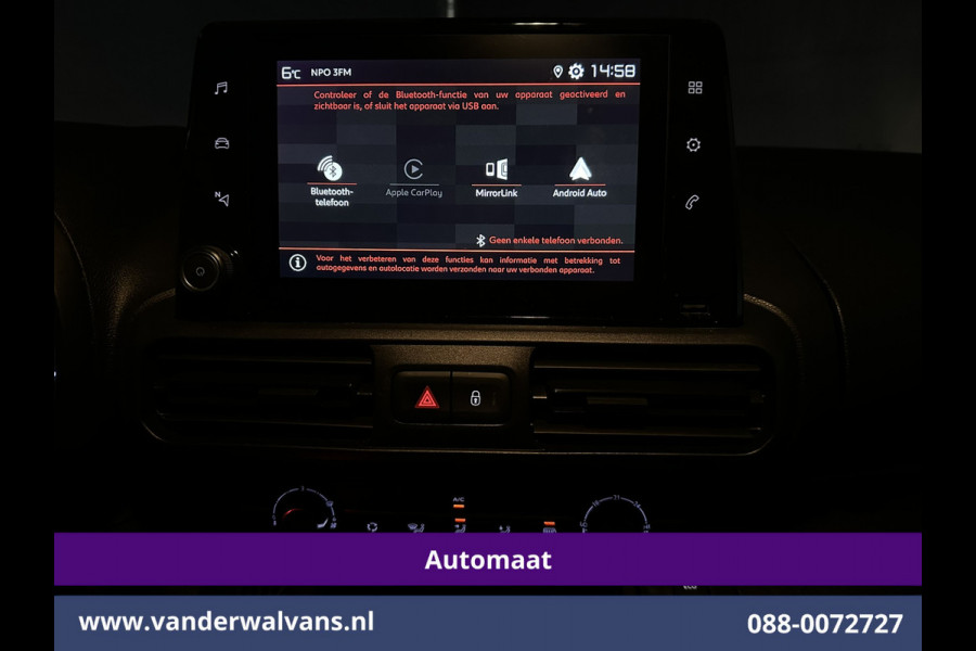 Citroën Berlingo 1.5 BlueHDI 131pk Automaat L1H1 Euro6 Airco | 3-Zits | Apple Carplay | Android Auto Cruisecontrol, Parkeersensoren, Bijrijdersbank, Zijdeur