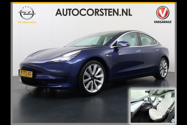 Tesla Model 3 RWD Plus 325PK SOH 91% Lmv 19" Ivoor kleurig Leder 3 AutoPilot Panoramadak Adaptive.Cruise Camera's Elektr.Stuur+Stoelen+Spiegel Navi Ecc Led ACC DAB Voorverwarmen en Keyless via App One-Pedal-Drive 1e Eigenaar Origineel Nederlandse Auto
