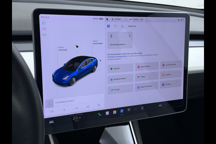 Tesla Model 3 RWD Plus 325PK SOH 91% Lmv 19" Ivoor kleurig Leder 3 AutoPilot Panoramadak Adaptive.Cruise Camera's Elektr.Stuur+Stoelen+Spiegel Navi Ecc Led ACC DAB Voorverwarmen en Keyless via App One-Pedal-Drive 1e Eigenaar Origineel Nederlandse Auto