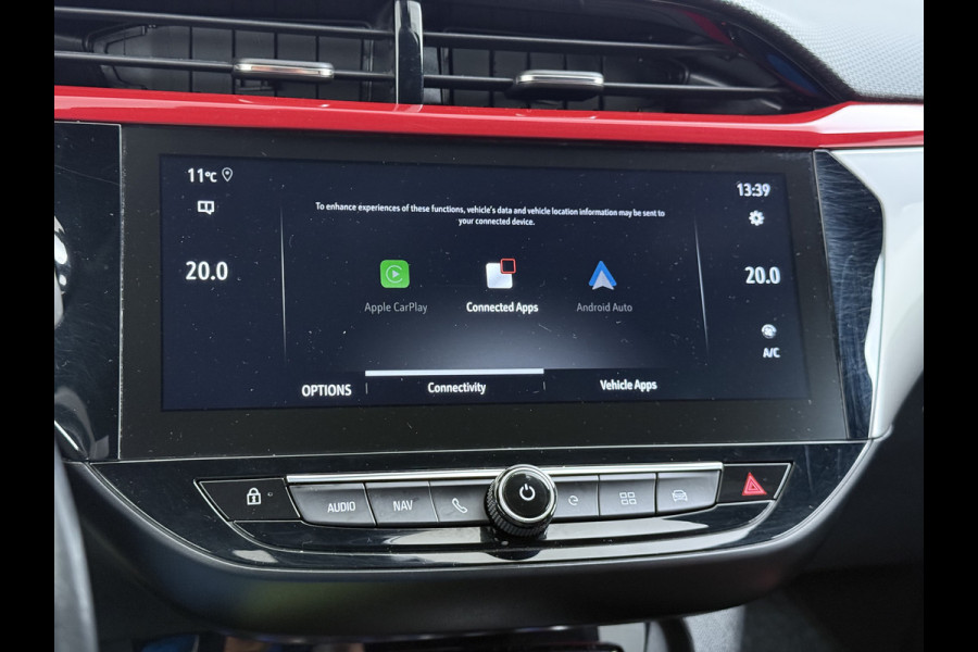 Opel CORSA-E GS Line 50kWh Apple Carplay Android Auto Stoel+Stuurverwarming Navi Ecc Cruise Control SOH 88% Lmv Privacy Glas Led Keyless Regen-Lichtsensor Sportstoelen Verkeersbord detectie Origineel Nederlandse Auto in de sportieve GS uitvoering