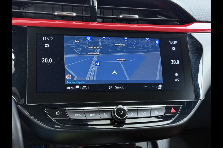 Opel CORSA-E GS Line 50kWh Apple Carplay Android Auto Stoel+Stuurverwarming Navi Ecc Cruise Control SOH 88% Lmv Privacy Glas Led Keyless Regen-Lichtsensor Sportstoelen Verkeersbord detectie Origineel Nederlandse Auto in de sportieve GS uitvoering