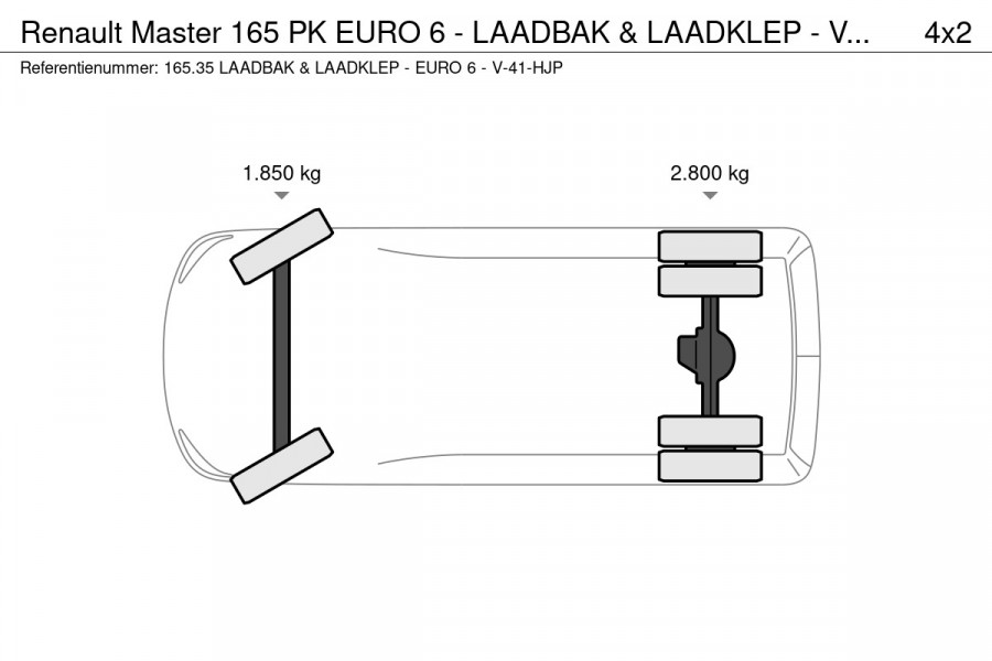 Renault Master 165 PK EURO 6 - LAADBAK & LAADKLEP - V-41-HJP