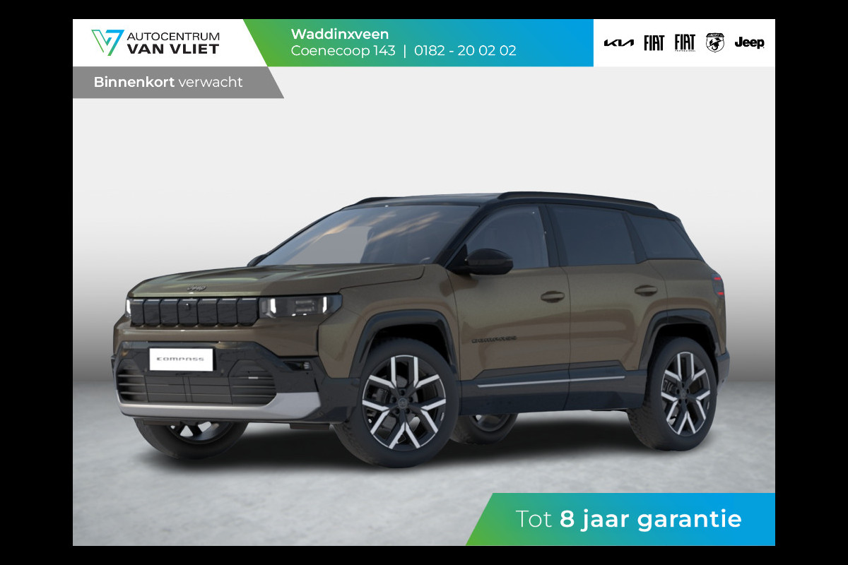 Jeep Compass First Edition 74 kWh | Adapt. Cruise | Camera | Carplay | 20" | Elektr. A-Klep | Navi | Winter Pack | Schuif/Kanteldak | Premium Pack | Conv. Pack | Warmtepomp
