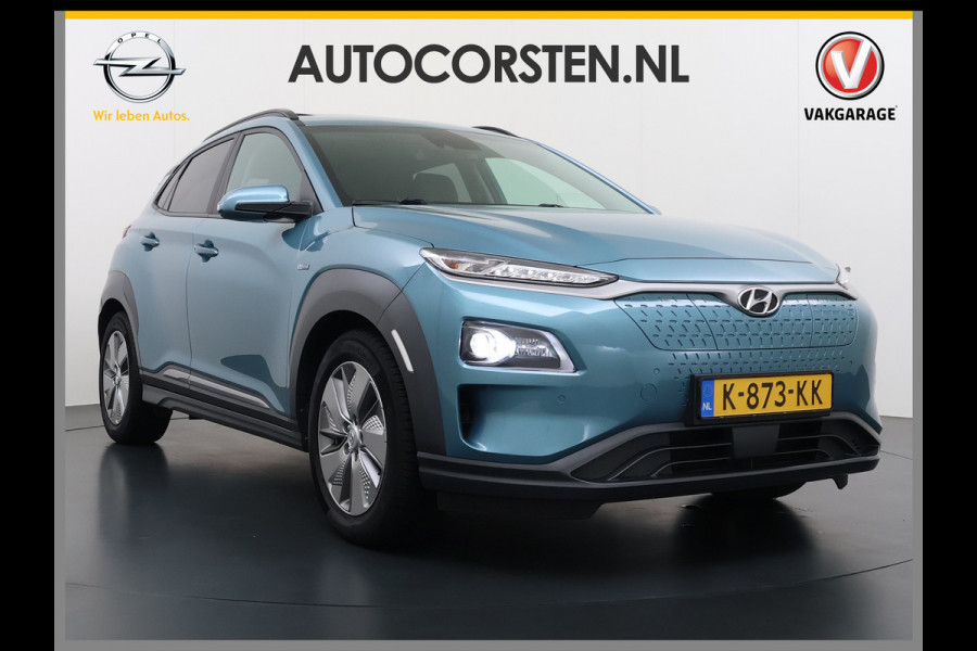 Hyundai Kona EV 64kWh SOH 100% 3-Fase Warmtepomp Leer+Elektr+Verwarmd+Gekoeld! Schuif-/kanteldak Head-Up Display Adap.Cruise Apple Carplay An Keyless Stuurverwarming Blind Spot Monitoring Lane Assist DAB Led Origineel Nederlandse Auto Super compleet! € 46000 nieuw