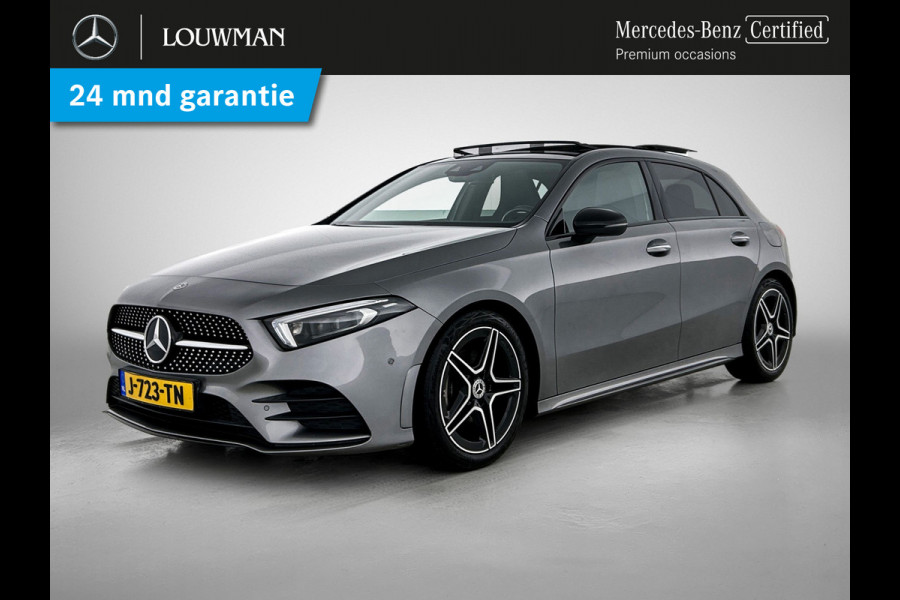 Mercedes-Benz A-Klasse 180 Business Solution AMG AMG Line | Night Pakket | Panorama Schuif-Kanteldak | Sfeerverlichting | Trekhaak | MultiBeam Koplampen | Achteruitrijcamera. Inclusief 24 maanden Mercedes-Benz Certified garantie voor Europa.