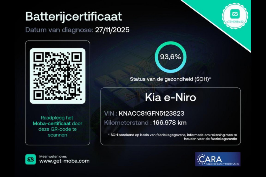 Kia e-Niro DynamicLine 64 kWh|93,6% SOH|NW LOGO|FACELIFT|3-FASE|1/2 LEDER|ACC|CARPLAY|CAMERA|STOELVERW|IN. BTW|1e EIG|NL-AUTO|NAP|